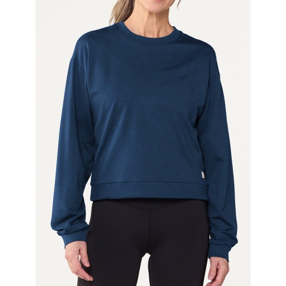 Vuori Halo Modern Crew Pullover Blue Coast Heather DreamKnit Sweatshirt Women L
